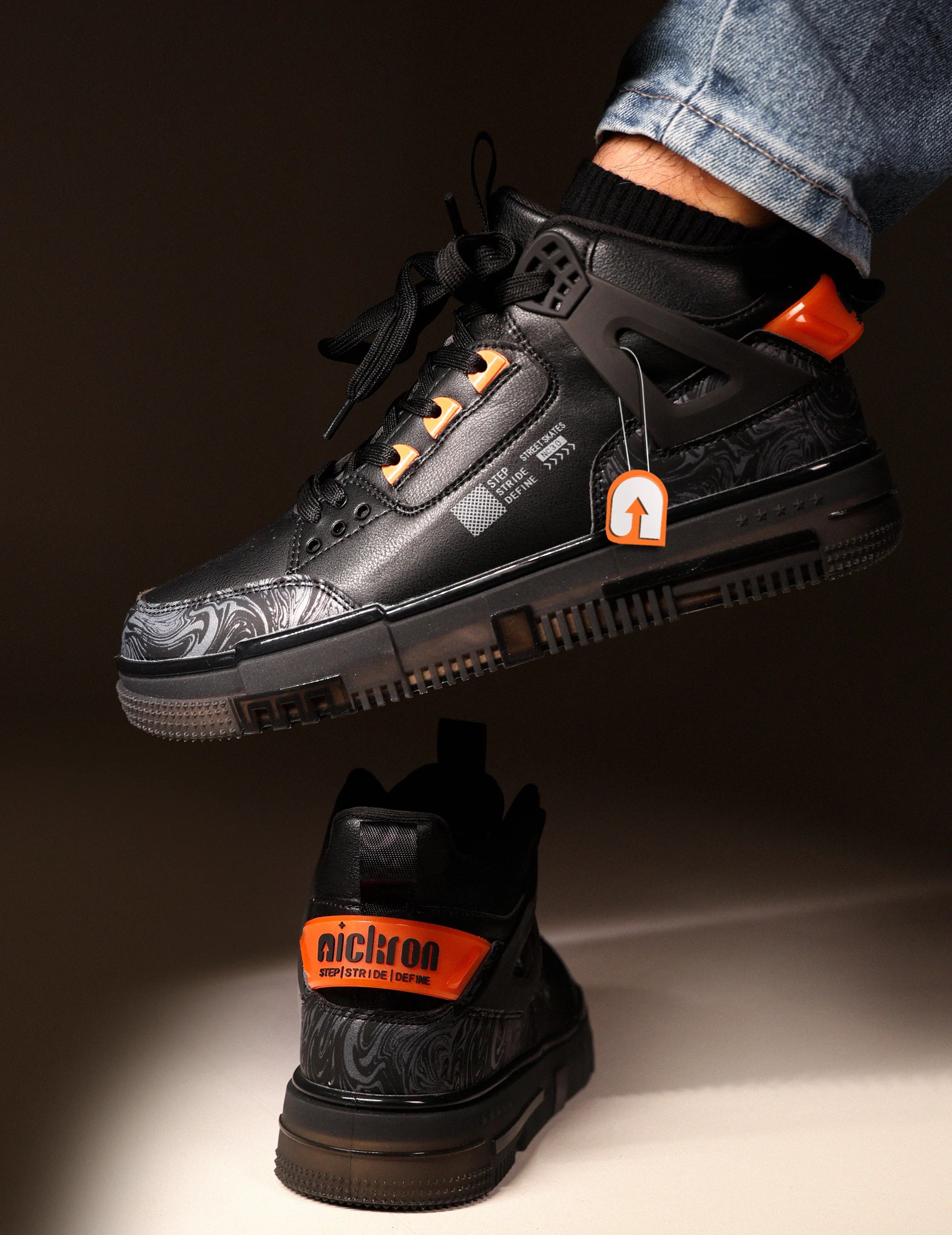Street Skate 3.0 Shadow Black Mid Top Premium Flat Sole Sneakers